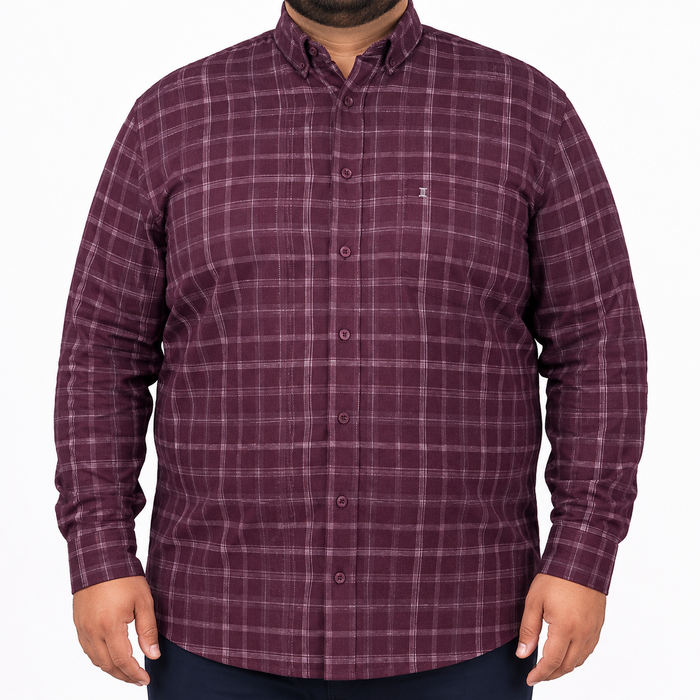 Camisa Pana Morado Cuadros Manga Larga 100% Algodón Talla Extra 2510035