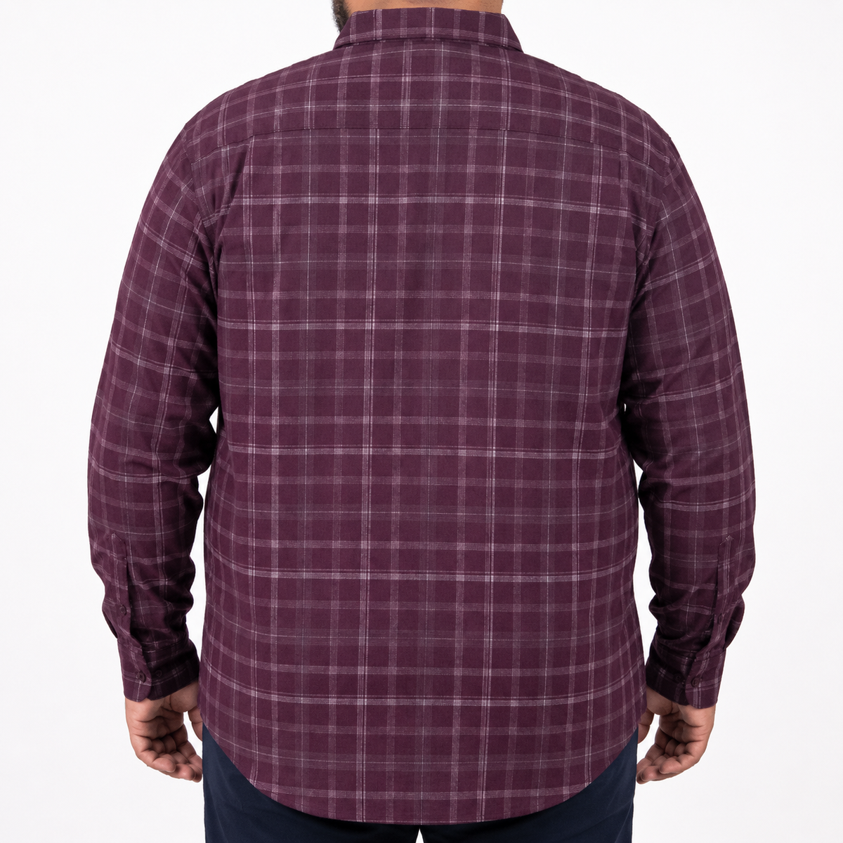 Camisa Pana Morado Cuadros Manga Larga 100% Algodón Talla Extra 2510035