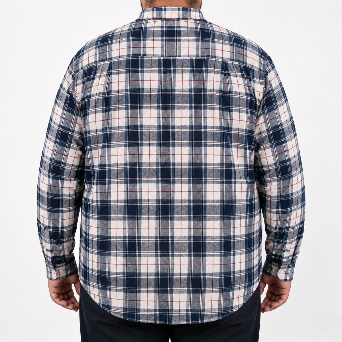 Camisa Franela Azul Cuadros Manga Larga 100% Algodón Talla Extra 2510042