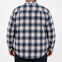 Camisa Franela Azul Cuadros Manga Larga 100% Algodón Talla Extra 2510042