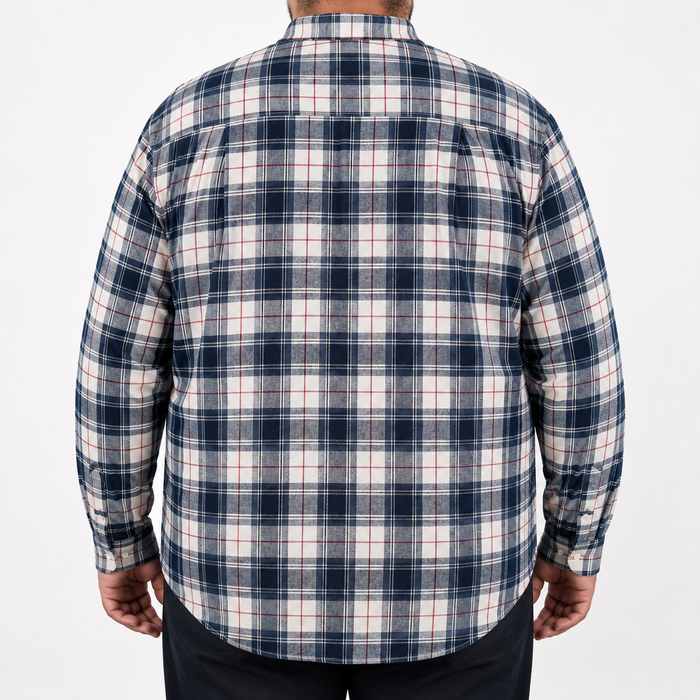 Camisa Franela Azul Cuadros Manga Larga Talla Extra 2510042
