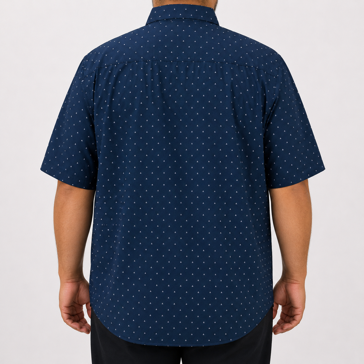 Camisa Estampada Azul Manga Corta Talla Extra 100% Algodón 2307035