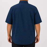 Camisa Estampada Azul Manga Corta Talla Extra 100% Algodón 2307035