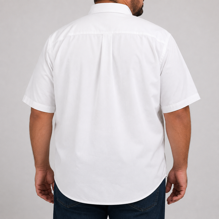 Camisa Blanca Lisa Manga Corta 100% Algodón Talla Extra 2615040
