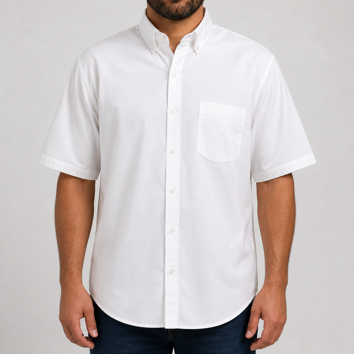 Camisa Blanca Lisa Manga Corta 100% Algodón Talla Extra 2615040