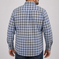 Camisa Cuadros Azul Manga Larga 100% Algodón Talla Extra 2615042