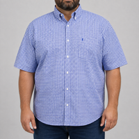 Camisa Cuadros Azul Manga Corta 100% Algodón Talla Extra 2615043