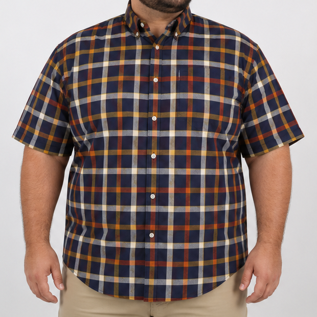 Camisa Cuadros Multicolor Manga Corta Talla Extra 100% Algodón 2217004 - dioromx