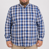 Camisa Cuadros Azul Manga Larga Talla Extra 100% Algodón 2306013