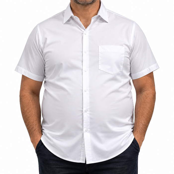 Camisa Blanca Lisa Manga Corta 100% Algodón Talla Extra 2604052