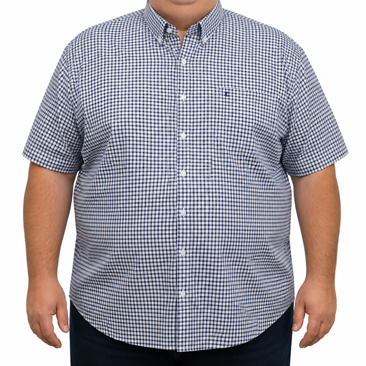 Camisa Cuadros Azul Manga Corta 100% Algodón Talla Extra 2615042