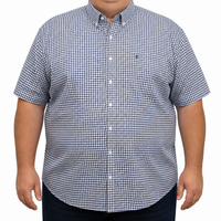 Camisa Cuadros Azul Manga Corta 100% Algodón Talla Extra 2615042