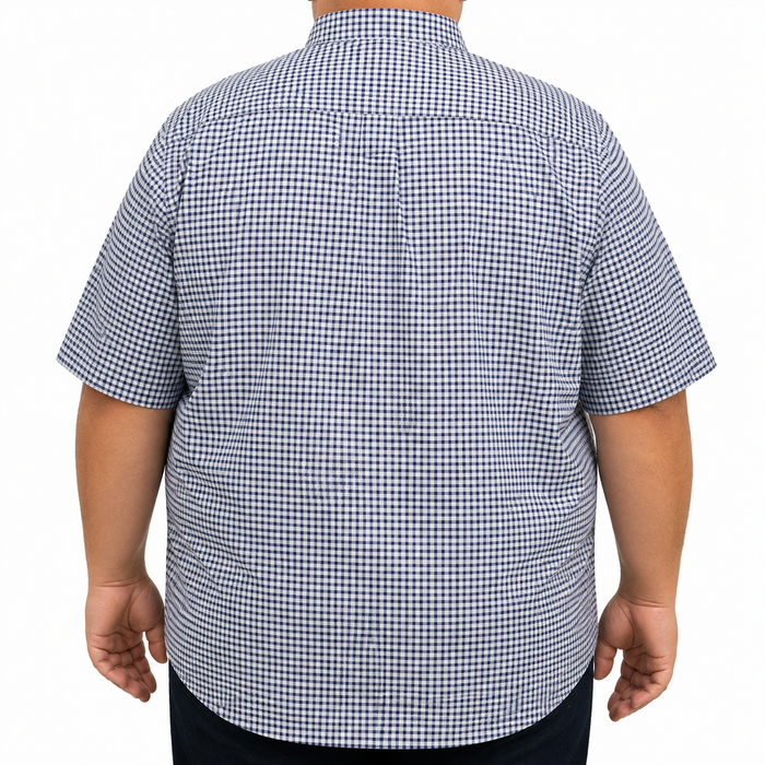 Camisa Cuadros Azul Manga Corta 100% Algodón Talla Extra 2615042