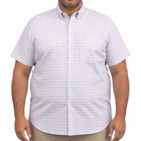 Camisa Cuadros Blanca Manga Corta 100% Algodón Talla Extra 2607141