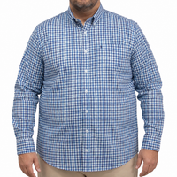 Camisa Cuadros Azul Manga Larga 100% Algodón Talla Extra 2607133