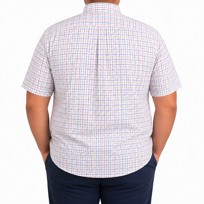 Camisa Cuadros Multicolor Manga Corta Talla Extra 100% Algodón 2205133 - dioromx