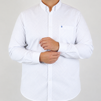 Camisa Estampada Blanca con Manga Larga Talla Extra 100% Algodón 2303057 - dioromx