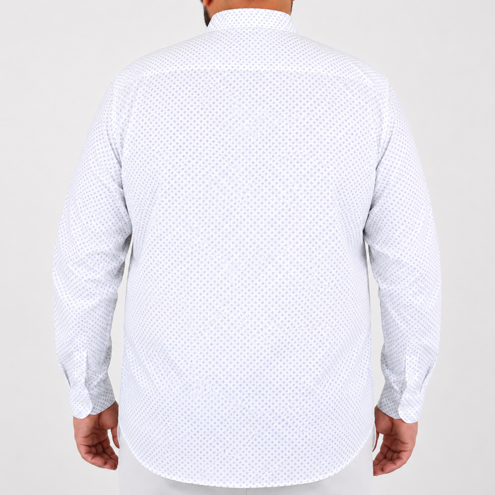 Camisa Estampada Blanca con Manga Larga Talla Extra 100% Algodón 2303057 - dioromx