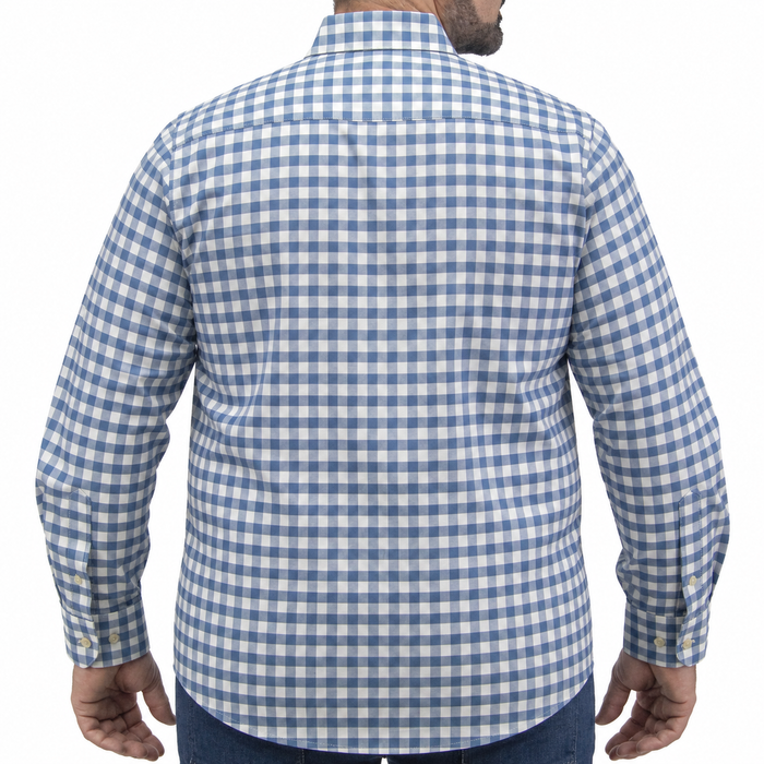 Camisa Cuadros Azul Manga Larga 100% Algodón Talla Extra 2609172