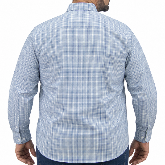 Camisa Cuadros Azul Manga Larga 100% Algodón Talla Extra 2609173