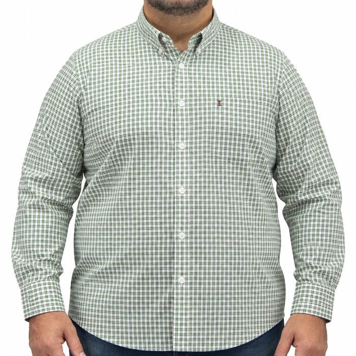Camisa Cuadros Verde Manga Larga 100% Algodón Talla Extra 2609175