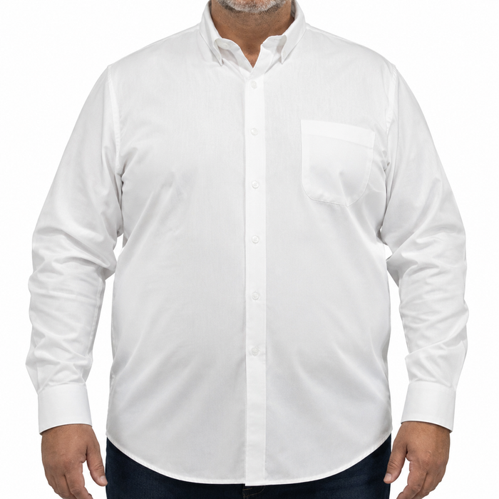 Camisa Blanca Lisa Manga Larga 100% Algodón Talla Extra 2615033