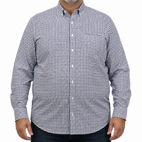 Camisa Cuadros Azul Manga Larga 100% Algodón Talla Extra 2615035