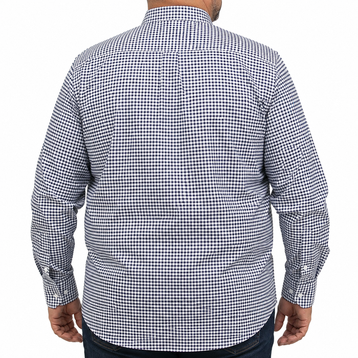 Camisa Cuadros Azul Manga Larga 100% Algodón Talla Extra 2615035