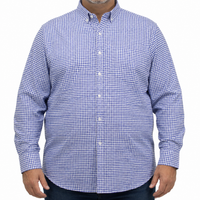 Camisa Cuadros Azul Manga Larga 100% Algodón Talla Extra 2615036