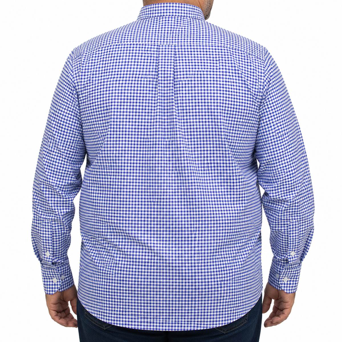 Camisa Cuadros Azul Manga Larga 100% Algodón Talla Extra 2615036