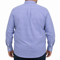 Camisa Cuadros Azul Manga Larga 100% Algodón Talla Extra 2615036