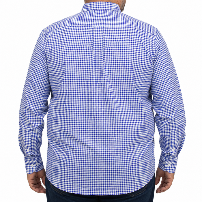 Camisa Cuadros Azul Manga Larga 100% Algodón Talla Extra 2615036