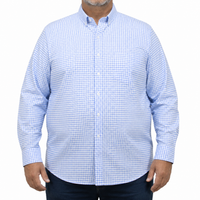 Camisa Cuadros Azul Manga Larga 100% Algodón Talla Extra 2615037