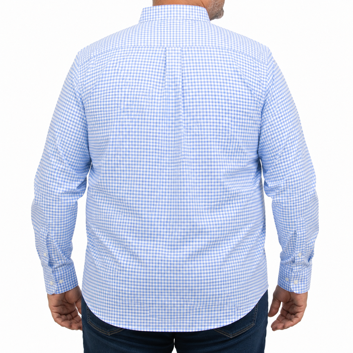 Camisa Cuadros Azul Manga Larga 100% Algodón Talla Extra 2615037