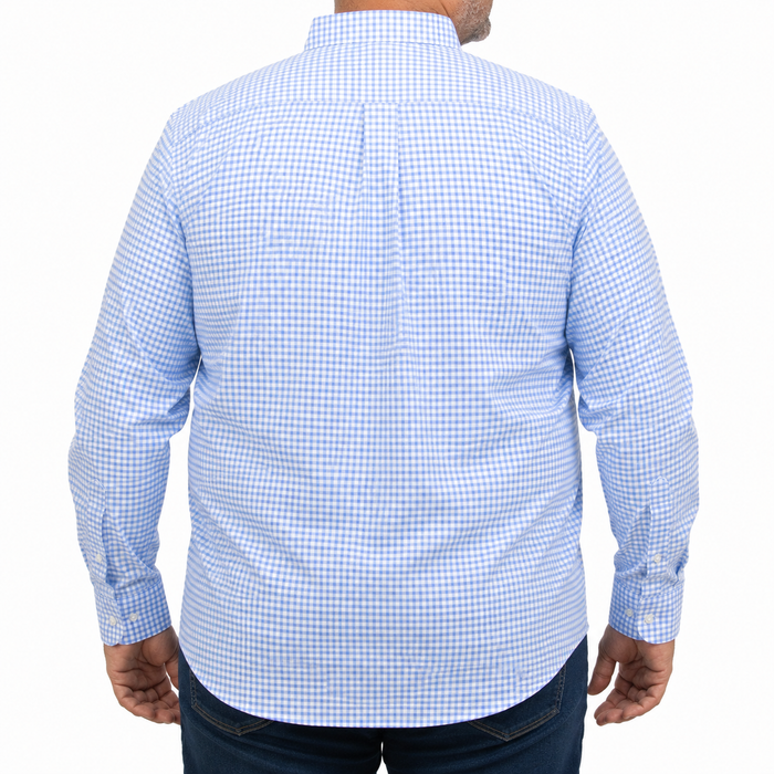Camisa Cuadros Azul Manga Larga 100% Algodón Talla Extra 2615037