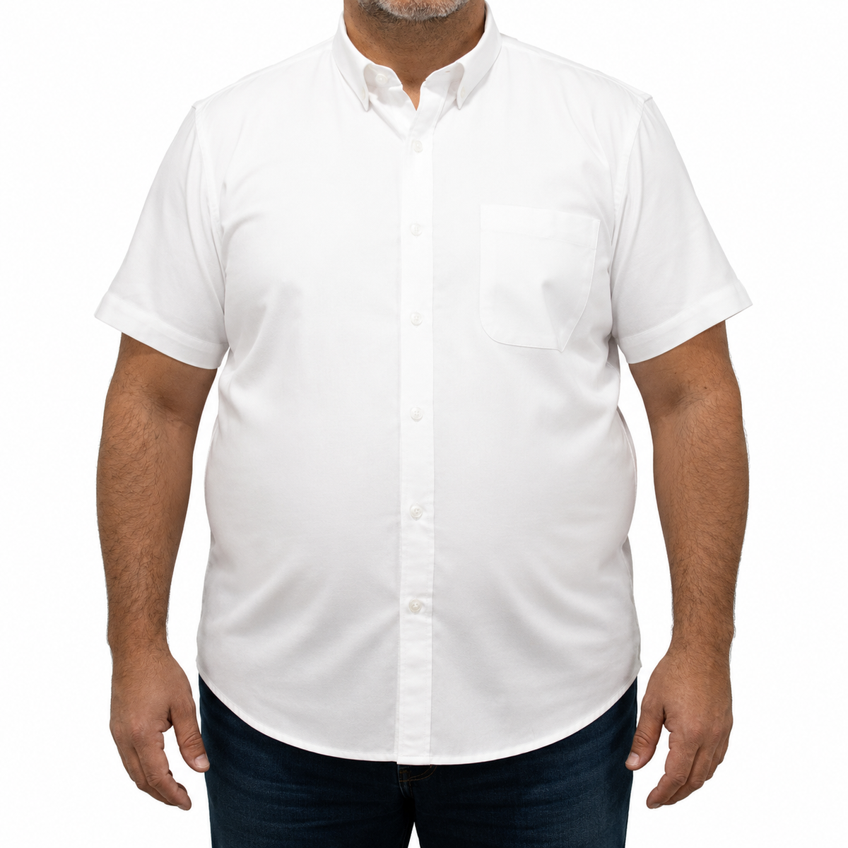 Camisa Blanca Lisa Manga Corta 100% Algodón Talla Extra 2615041
