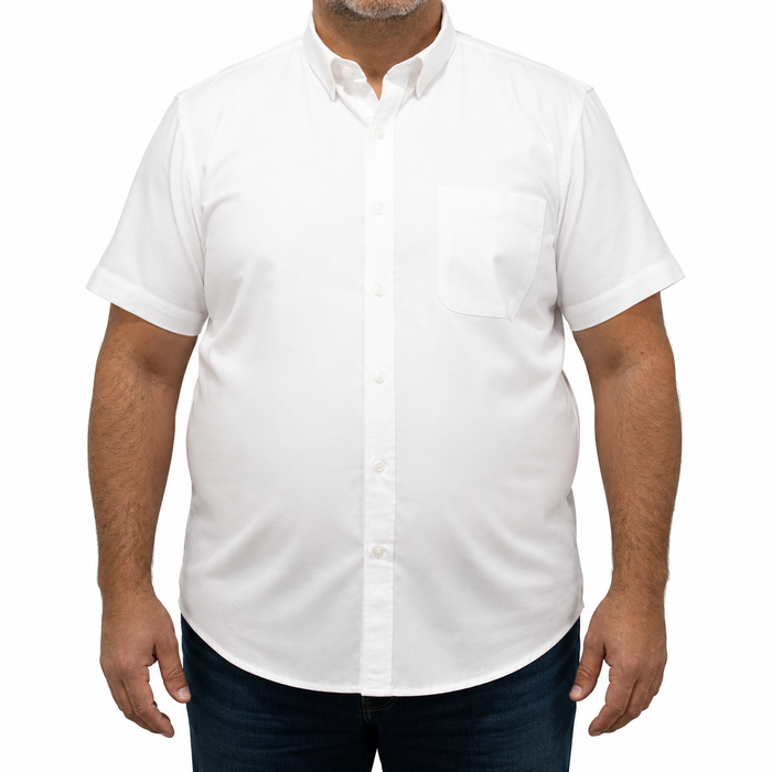 Camisa Blanca Lisa Manga Corta 100% Algodón Talla Extra 2615041