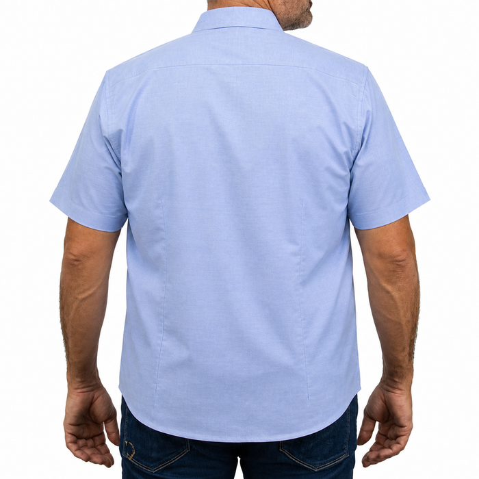 Camisa Azul Lisa Manga Corta 100% Algodón Talla Extra 2615046