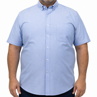 Camisa Azul Lisa Manga Corta 100% Algodón Talla Extra 2615046
