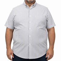 Camisa Rayas Gris Manga Corta 100% Algodón Talla Extra 2615045