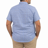 Camisa de Cuadros Azul Manga Corta 100% Algodón Talla Extra 2603027