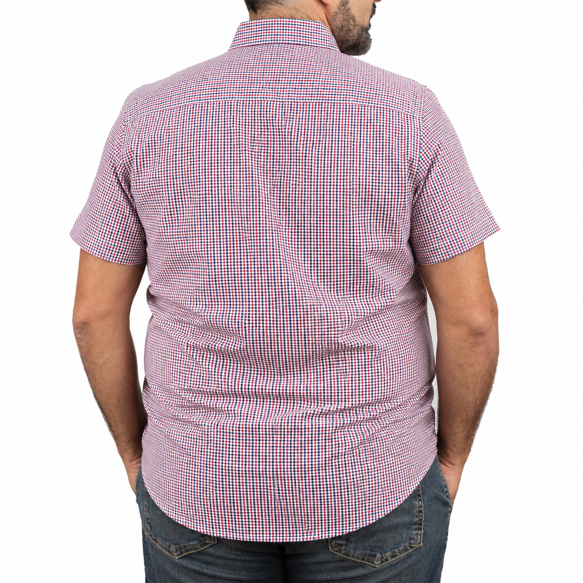 Camisa de Cuadros Roja Manga Corta 100% Algodón Talla Extra 2604048
