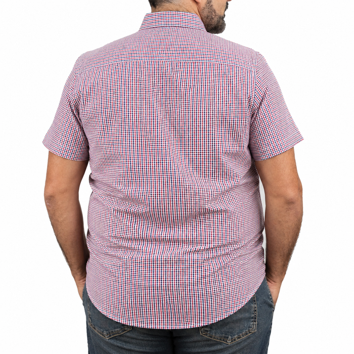 Camisa de Cuadros Roja Manga Corta 100% Algodón Talla Extra 2604048