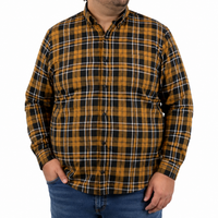 Camisa de Franela de Cuadros Mostaza con Manga Larga Talla Extra 2209080