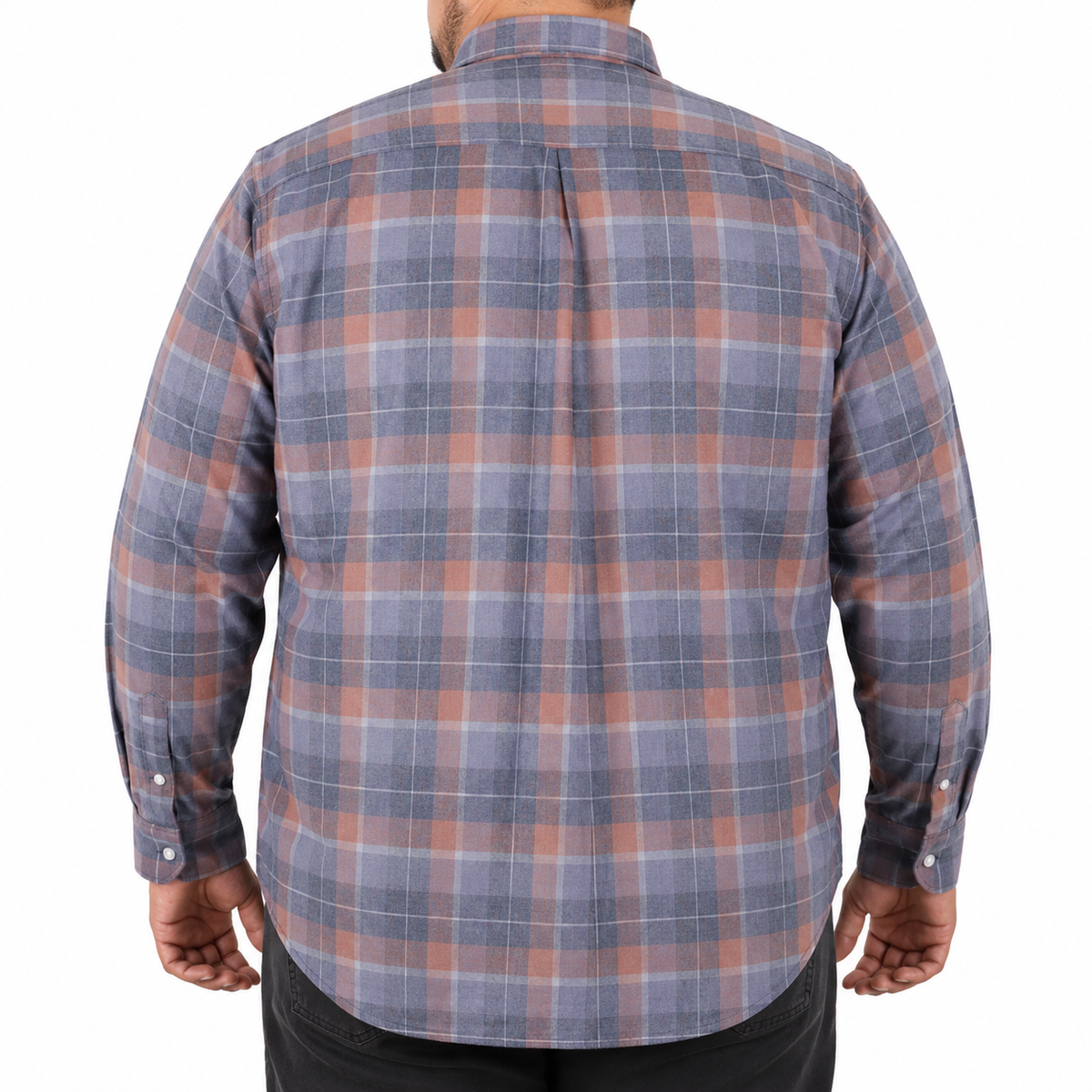 Camisa de Pana de Cuadros Gris con Manga Larga 100% Algodón Talla Extra 2309433
