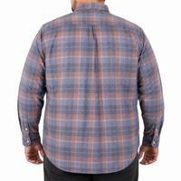 Camisa de Pana de Cuadros Gris con Manga Larga 100% Algodón Talla Extra 2309433