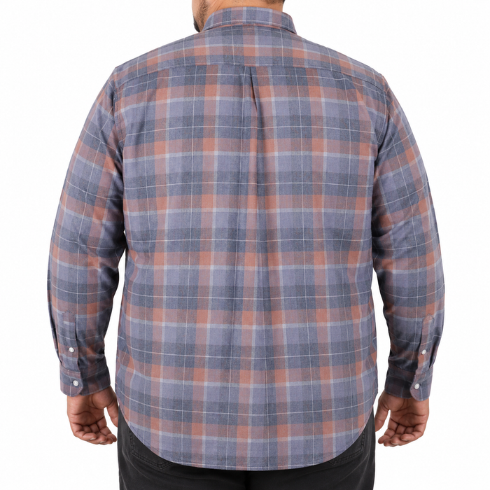 Camisa de Pana de Cuadros Gris con Manga Larga 100% Algodón Talla Extra 2309433