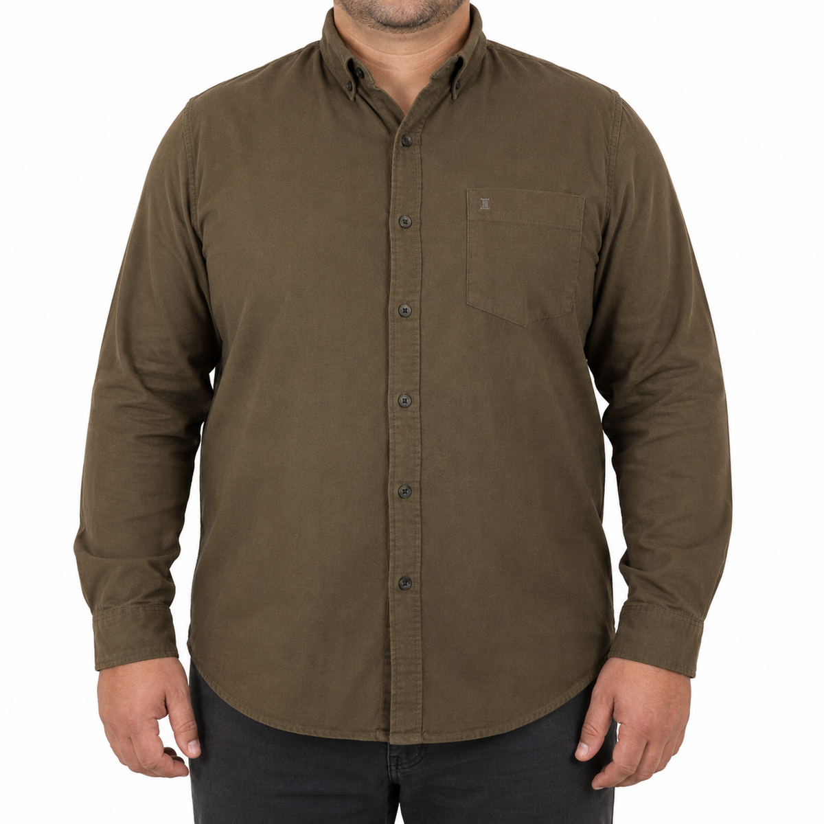 CAMISA MANGA LARGA CAFE LISA PANA 100% ALGODÓN 2309431