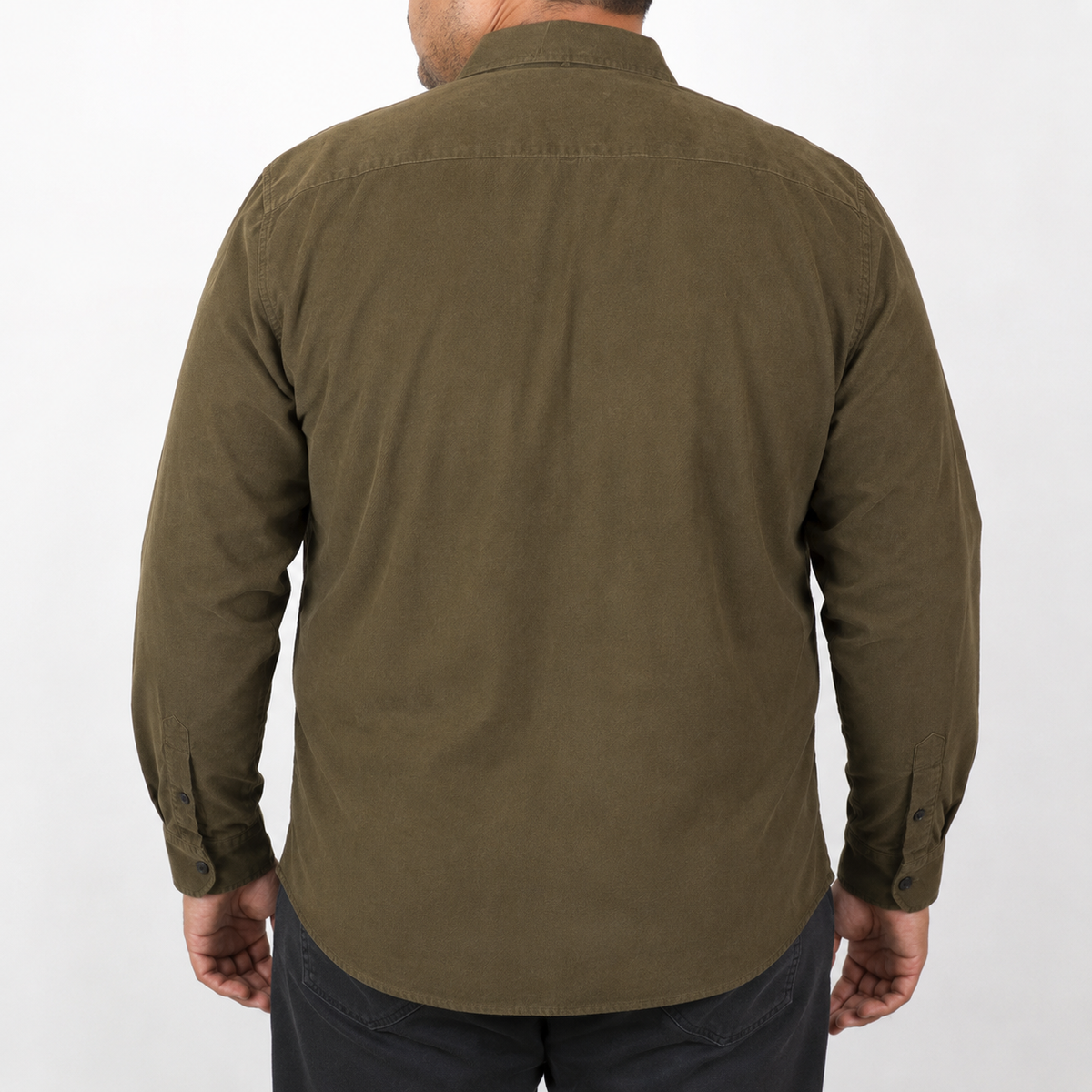CAMISA MANGA LARGA CAFE LISA PANA 100% ALGODÓN 2309431