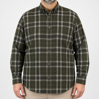Camisa de Pana de Cuadros Verde con Manga Larga 100% Algodón Talla Extra 2209084
